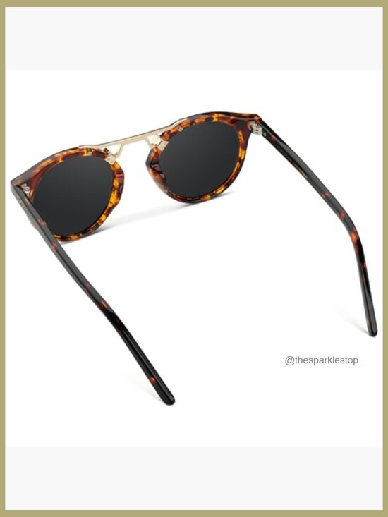 Polarized Round Retro Sunglasses with Polycarbonate Stainless Steel Frame main image 6